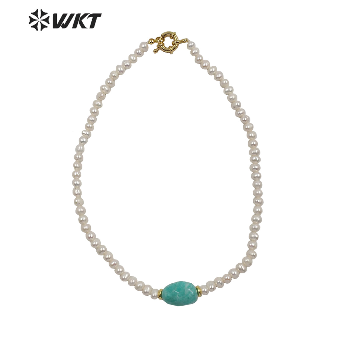 WT-JN120 WKT Gorgeous Women Natural Freshwater Pearl Choker Necklace 6mm Irregular Pearl Beads Choker Necklace With Theme Stone