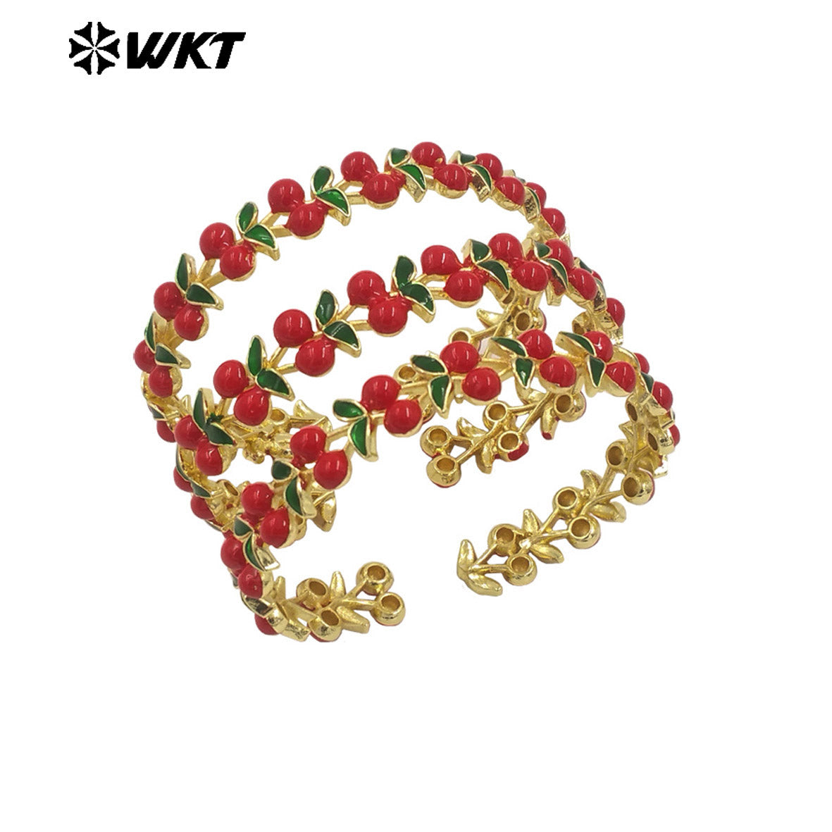 WT-JF363 Popular Sales Yellow Brass With Drop Oil Women Bangle Cherry Fruit Style Gold Electroplated For Cute Jewelry Accessory