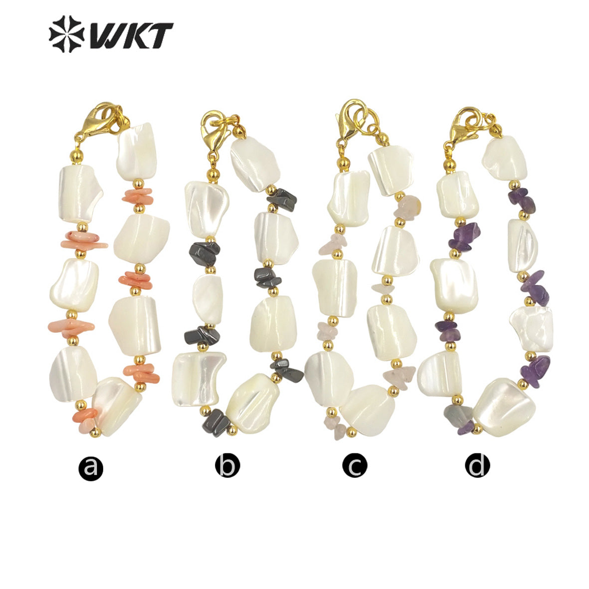 WT-MPB082 Summer Jewelry Natural Shell Beads Design Bracelets Vintage Women Vintage Mixture Shell Bracelet for Party