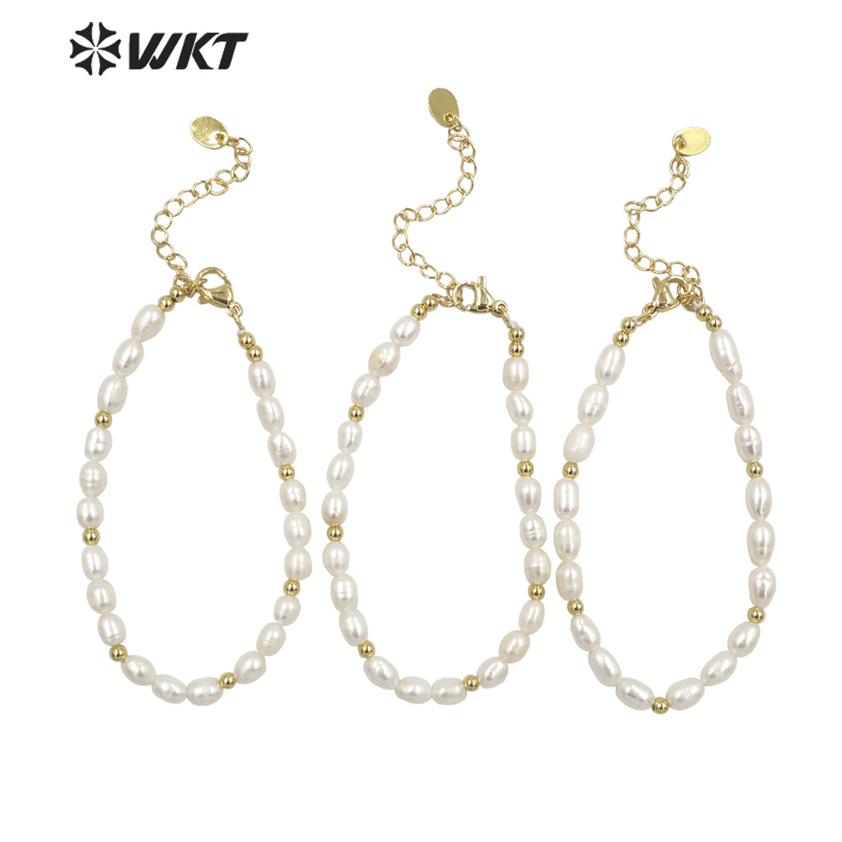 WT-MPB070 Wholesale New Design Precious Rice Shape Real Freshwater Pearl Bracelet with Extend Chain Women Bracelet for Wedding