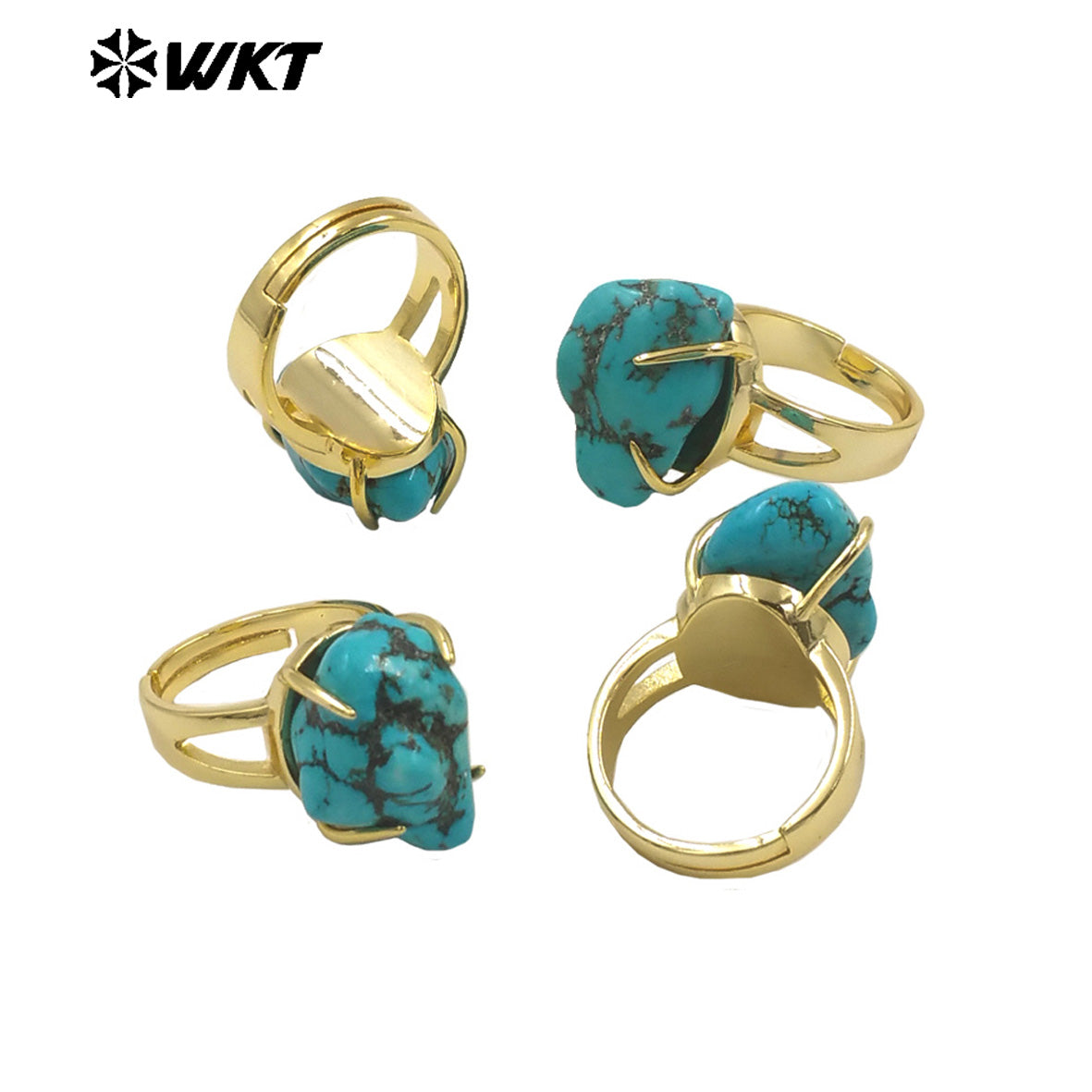 WT-R546 Wholesale Hotsales and Beautiful Turquoise Ring With 18k Yellow Gold Plated for Lady Birthday Gifts