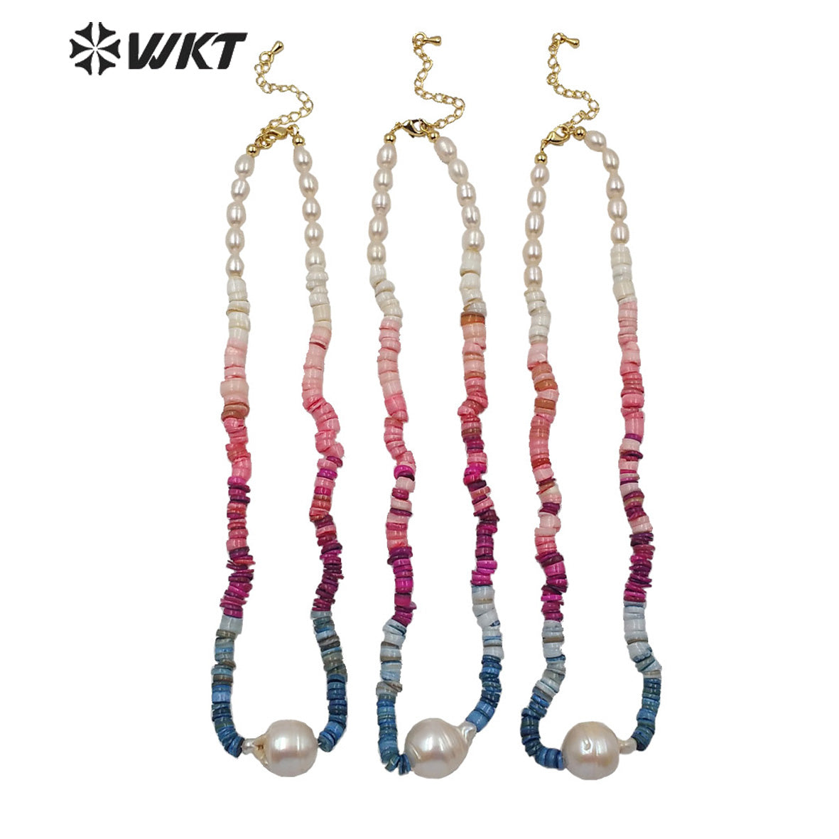 WT-JN114 Amazing Colorful Shell Beads and Baroque Pearl Necklace Stylish Charm Natural Pearl and Shell Necklace