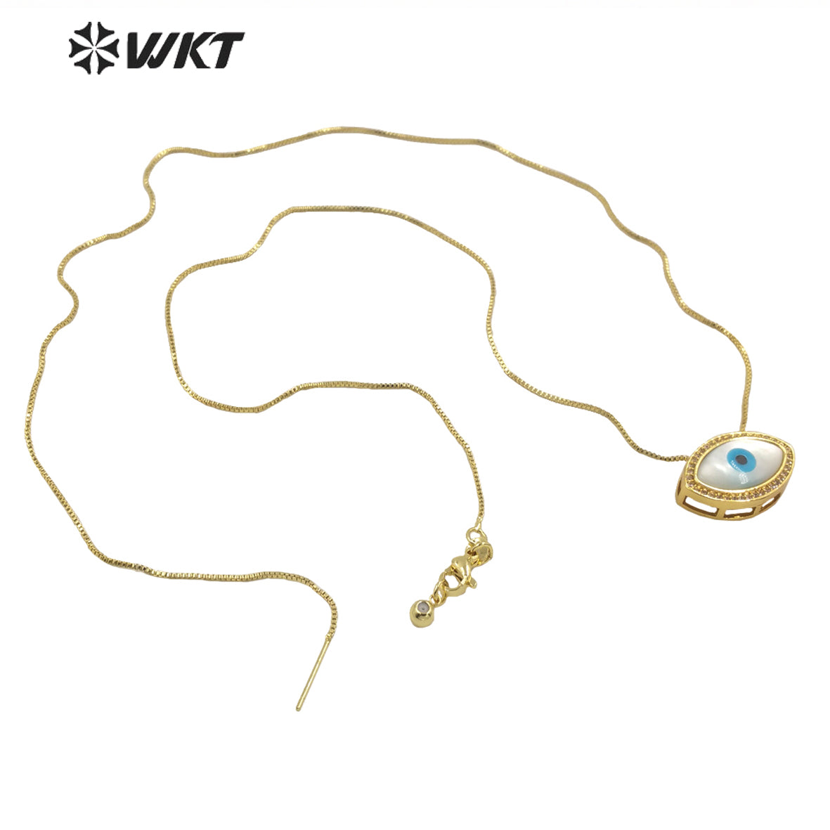 WT-MN971Amazing Gorgeous Fashion Gold Plated Horse Eye Shell Necklace Women Micropaved Cz Setting Eye Necklace