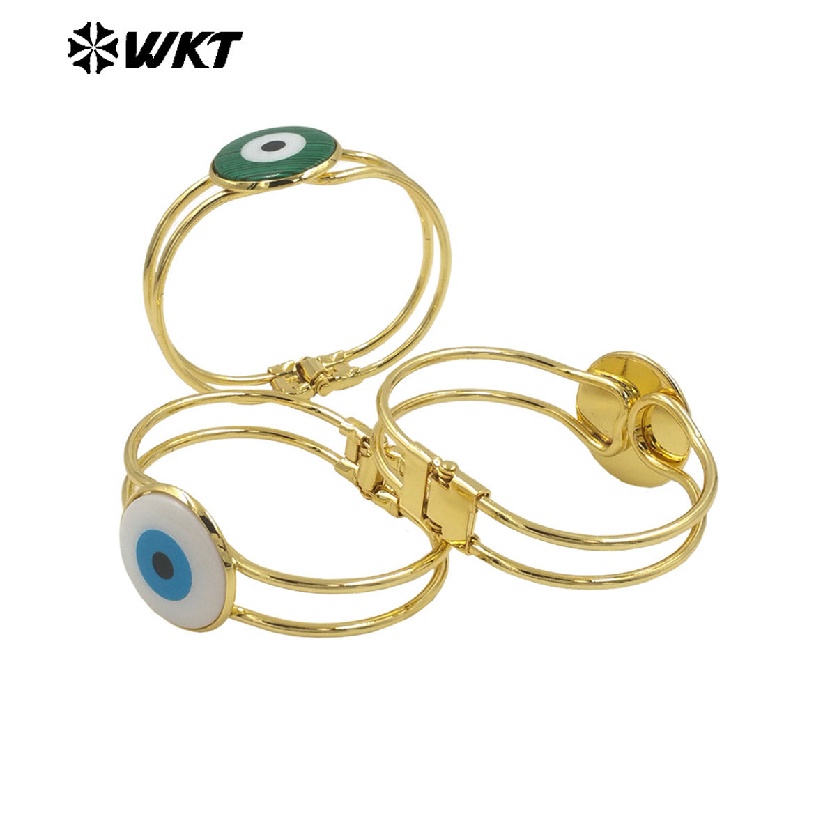 WT-MPB093 Eye of Devil Punk Fashionable 18k Real Gold Resist Tarnishable Europe and America Natural Shell Cuff Bangle