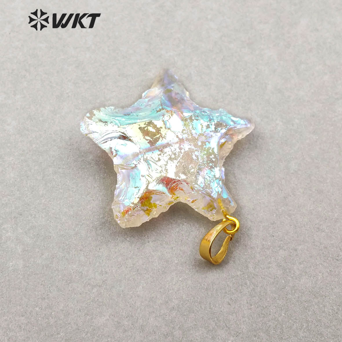 WT-P1885 Amazing Natural Aqua Aura Crystal Quartz Pendant Single Loop Raw Stone Quartz Star Pendant for Necklace Design