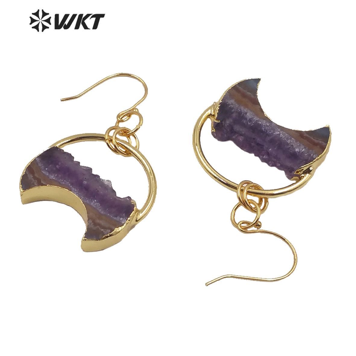 WT-E610 New Design Natural Crescent Amethyst Earring Fashion Charm Jewelry Amethyst Earring Gift for Women