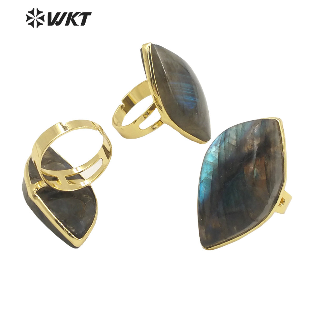 WT-R389 WKT 2022 New Fashion Adjustable RingFor Gift Jewelry Labradorite Stone for Women Girls Wedding Engagement Stone Rings
