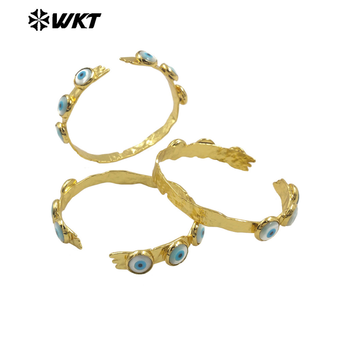 MPB112 Lovely Energy 18K Real Gold Bezel Setting Natural Shell Turkey Eye Bangle in Adjustable Open Cuff