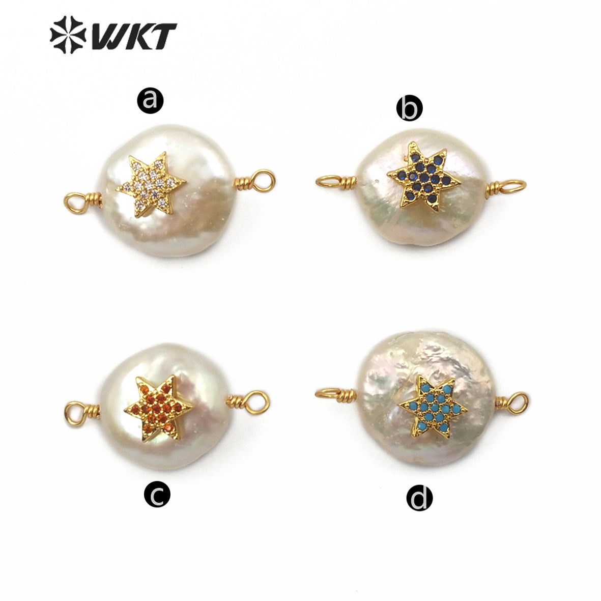 MC274 Newest Charm Jewelry Pearl With CZ Stone Pendant Connector Star Shape Colorful Pendant Lady Fashion Jewelry