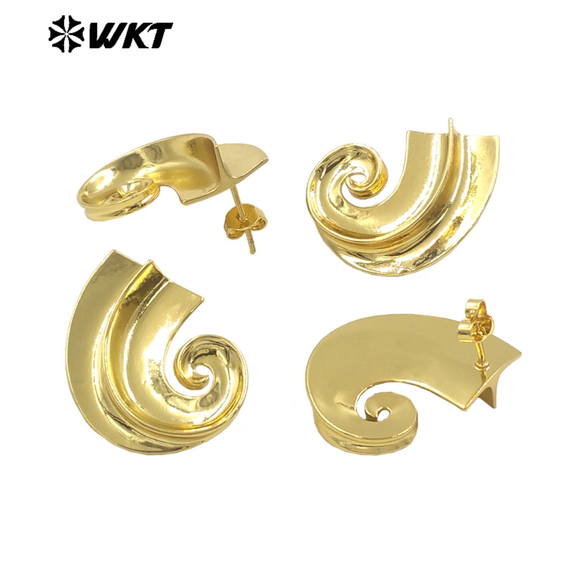 WT-E766 Wholesale New Innovations 18K Real Gold Plated Special Horn Shaped Earrings for Women As Daily Fashion Decoration