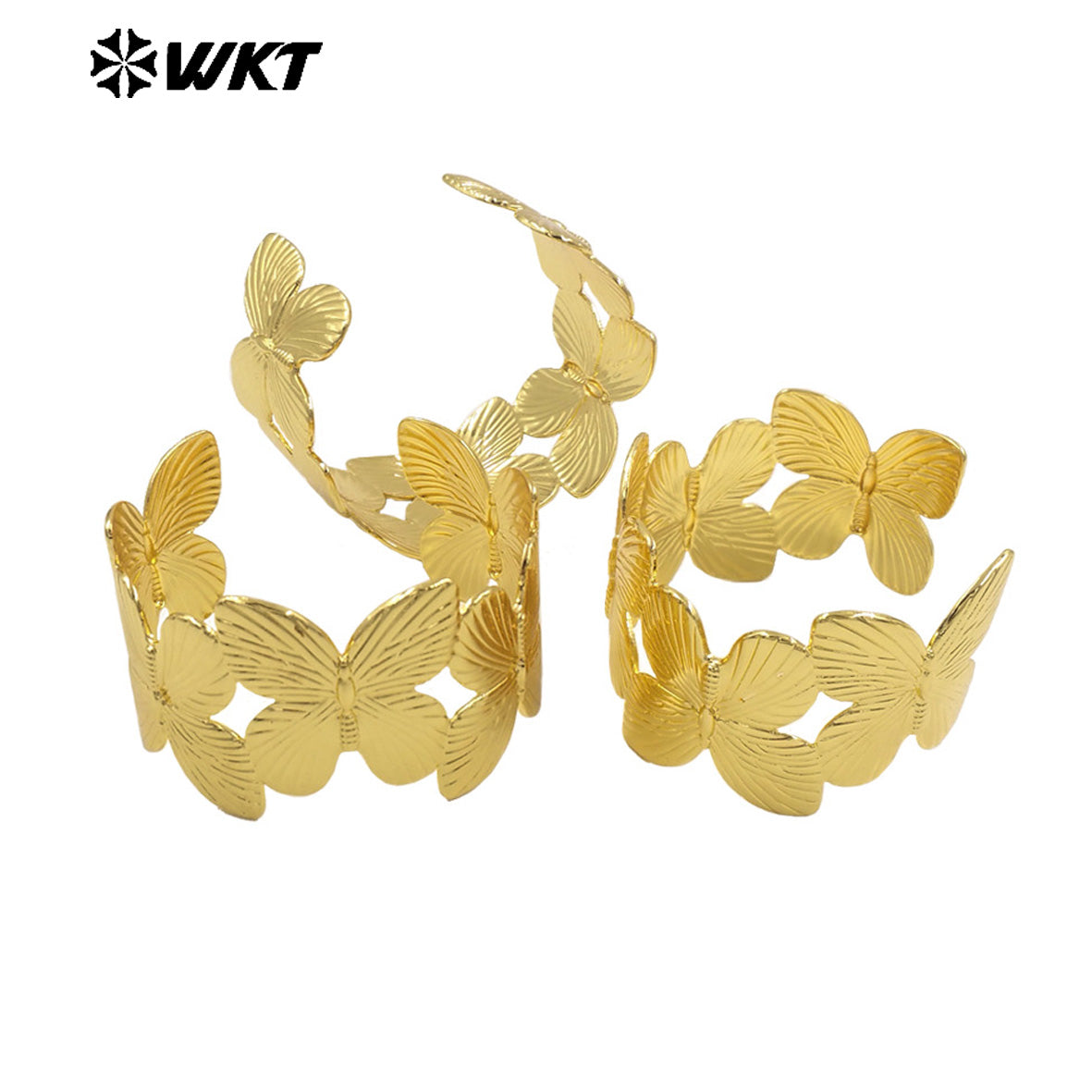 WT-B683 Stylish and Exquisite 18K Gold Plated 5 Butterfly Splicing Natural Yellow Brass Adjustable Bracelet Jewelry for Women