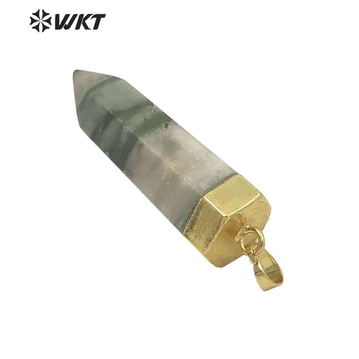 WT-P1565 Wholesale Gold Top Purple Jad Hexagonal Spirit Point Pendant Fashion Hot Natural Jade Stone Point Pendant for Women