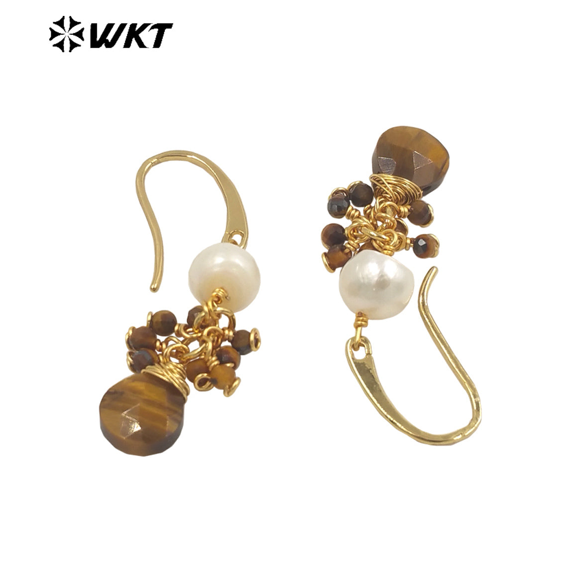 WT-E722 WKT Exclusive Design Handmade Precious Tiny Stone Charm Earrings Attractive Long Dangle Birthday Stone Earrings