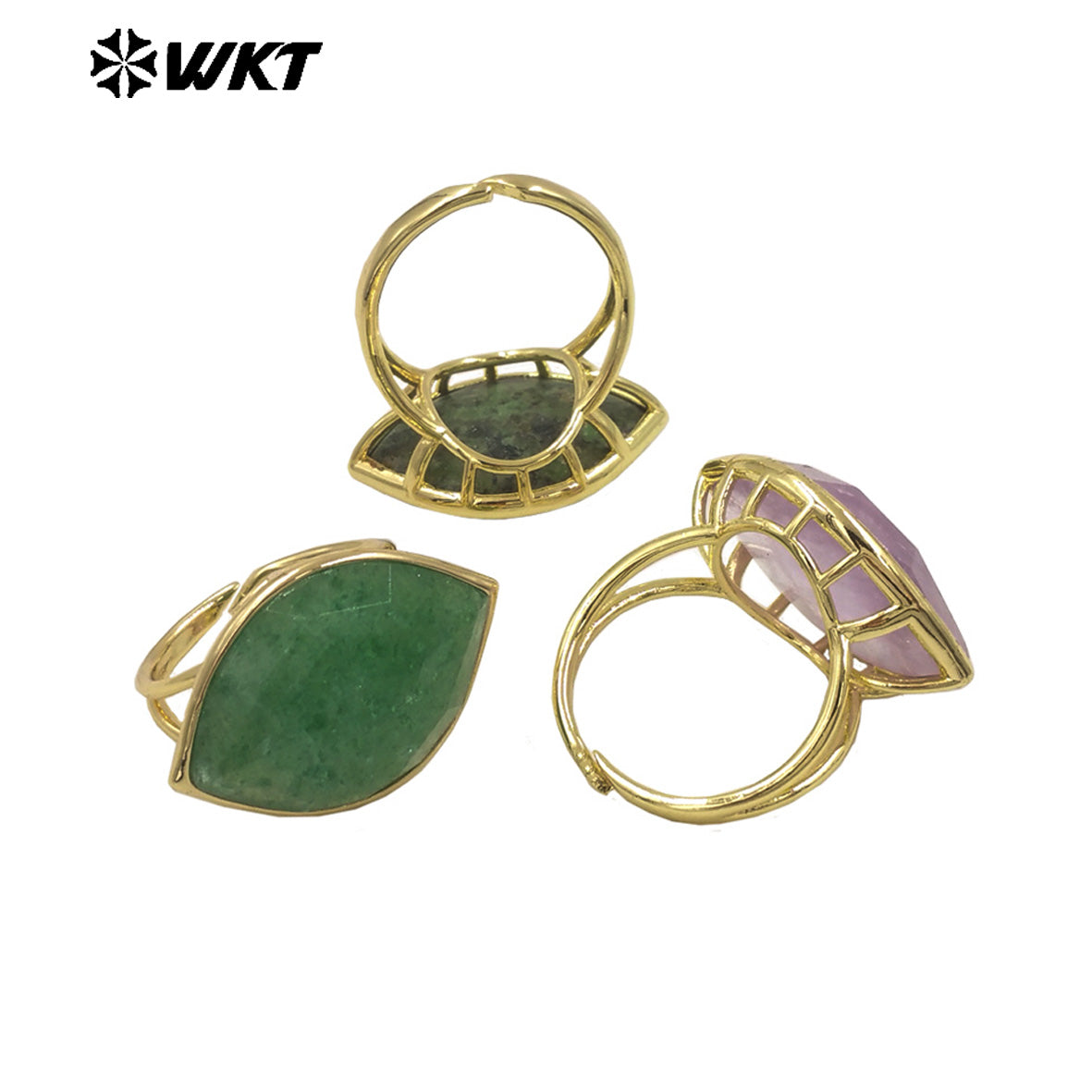 WT-R519 WKT New Design Charming Natural Flash Labradorite Stone Eye Gemstone Setting Ring for Women Party Wear Jewelry