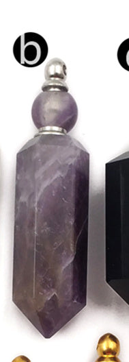 WT-P1463 Fashion Stone Perfume Bottle Pendant Natural Amethyst Lapis Rose Quartz Blue Agate Pendant Stainless Steel Accessory