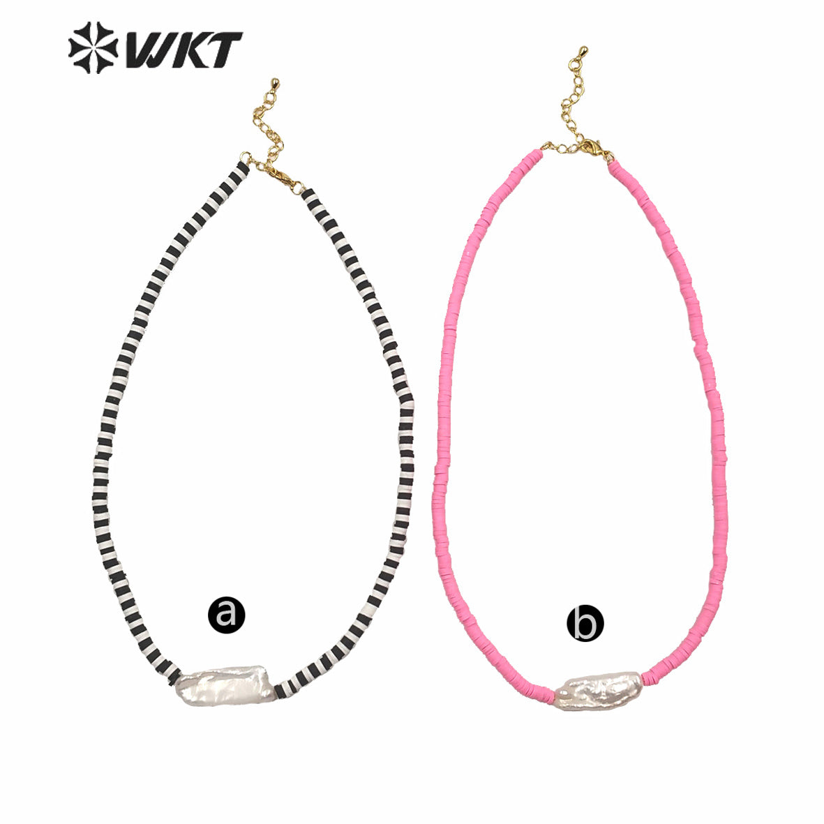 WT-JN126 WKT 16 Inch Long Hand Make Strand Pearl Necklace Lady Summer Hot 4mm Resin Beads Choker Pearl Necklace for Wedding
