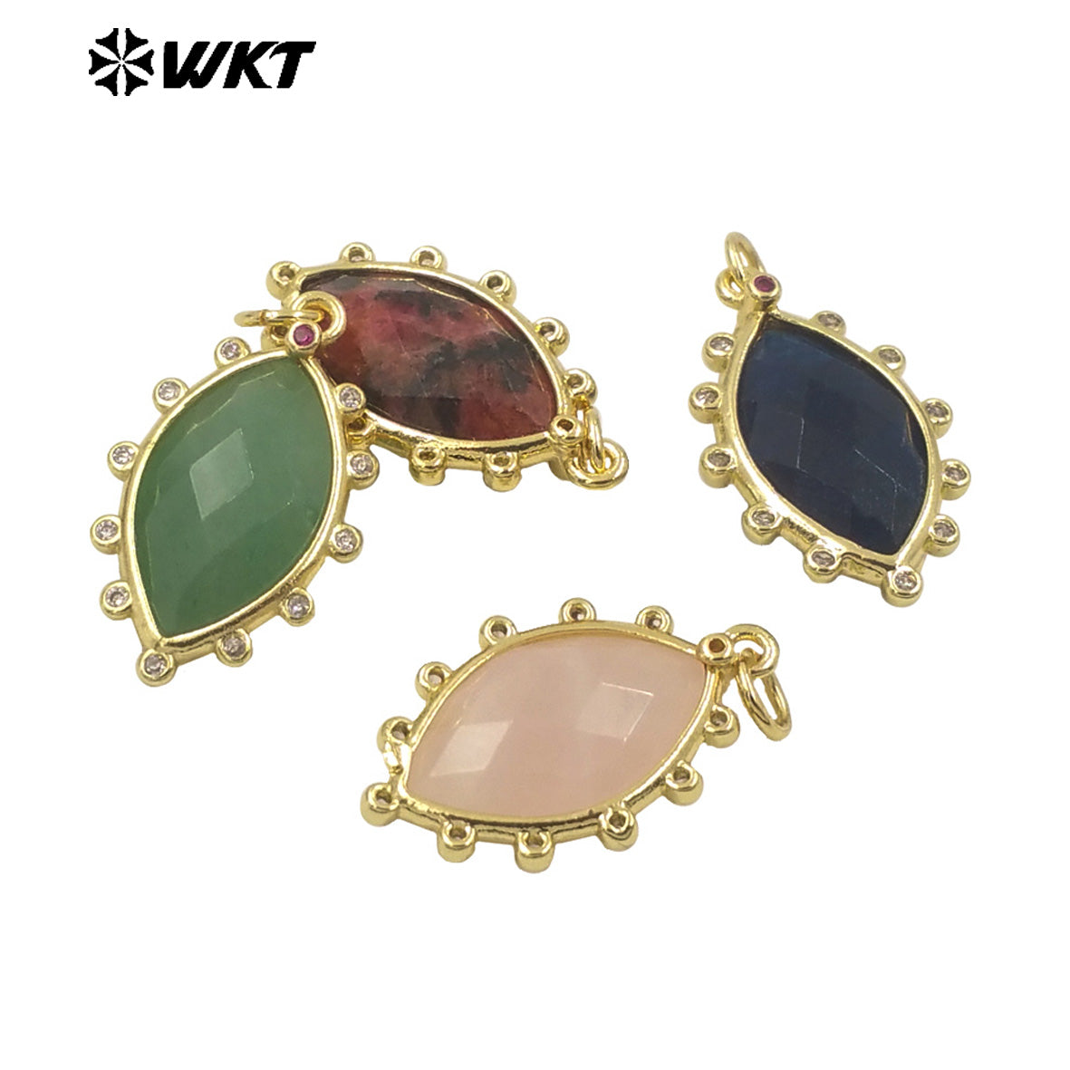 WT-P1975 Europe Delicate Kinds of Gemstone Tiger Eye With Cubic Zircon Setting Charming Jewelry Stone Pendant