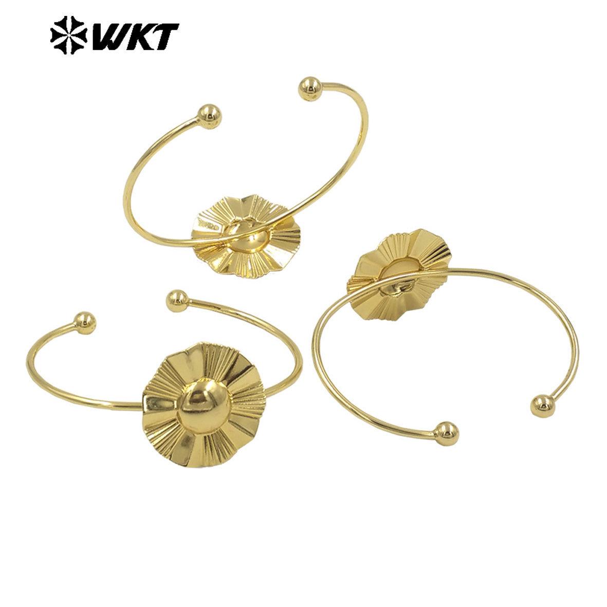 WT-B686 Wholesale New Innovations Natural Yellow Brass 18K Gold Plated Irregular Big Flower Bracelet for Women Fashion Jewelry