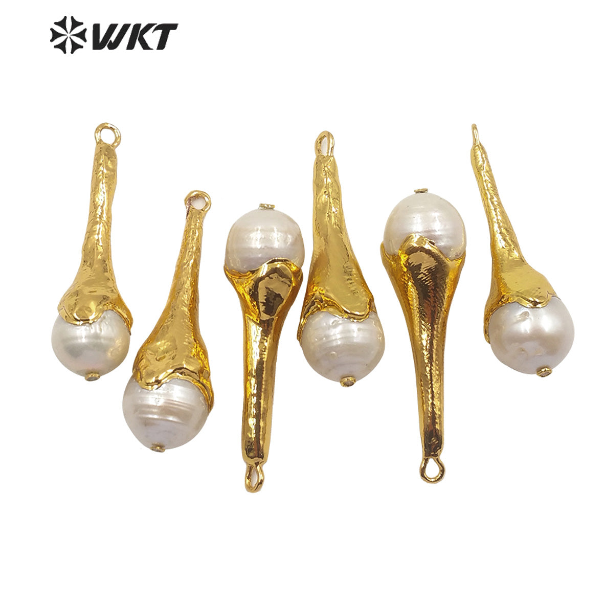 WT-JP193 Women Gold Plated Torch Shape Baroque Pearl Pendant Wholesale Fashion Gold Long Natural Baroque Pearl Pendant