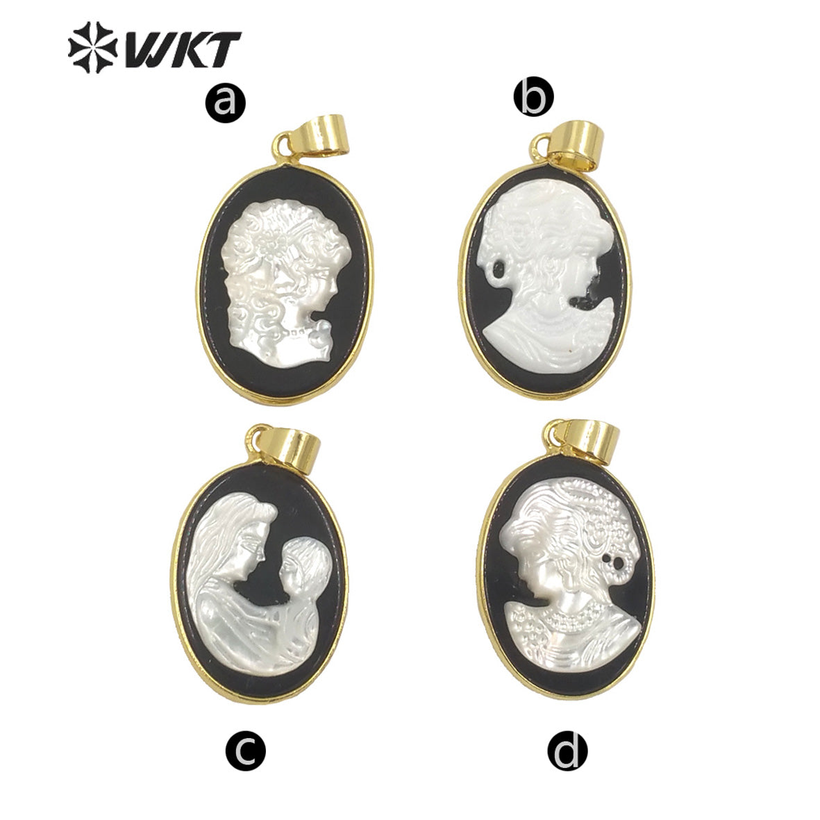 WT-JP270 New the Beauty Series Hand Carved Gorgeous Pendant With Black Agate Back Ground White Beauty Pendant for Necklace