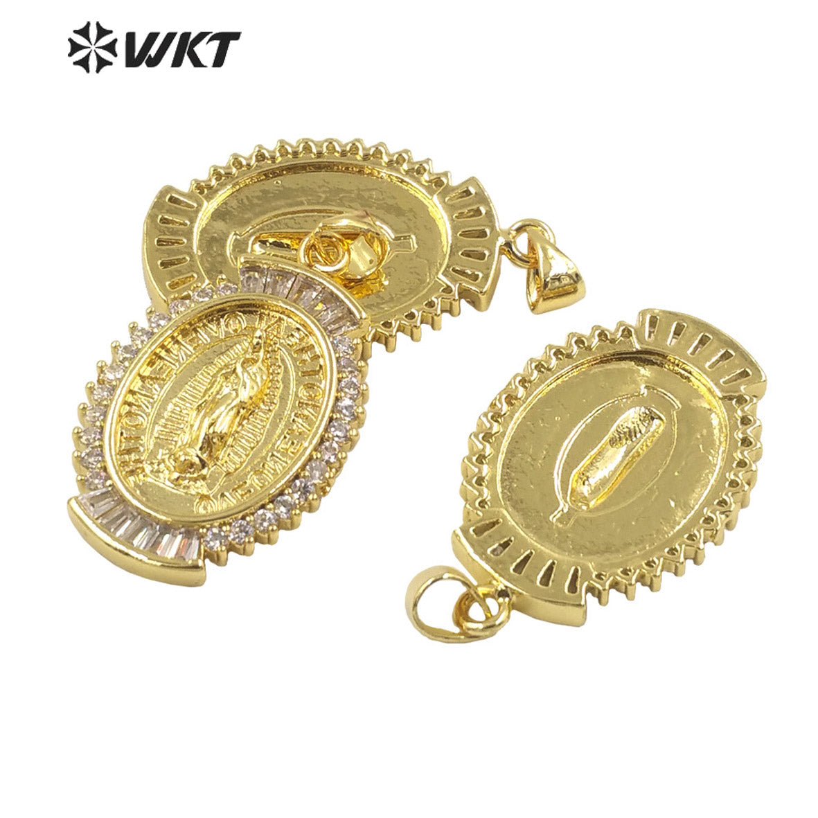 WT-MP276 Newest Vintage Style Female Deity Shaped Natural Shell Shell&Cubic Zircon Madonna Design Pendant