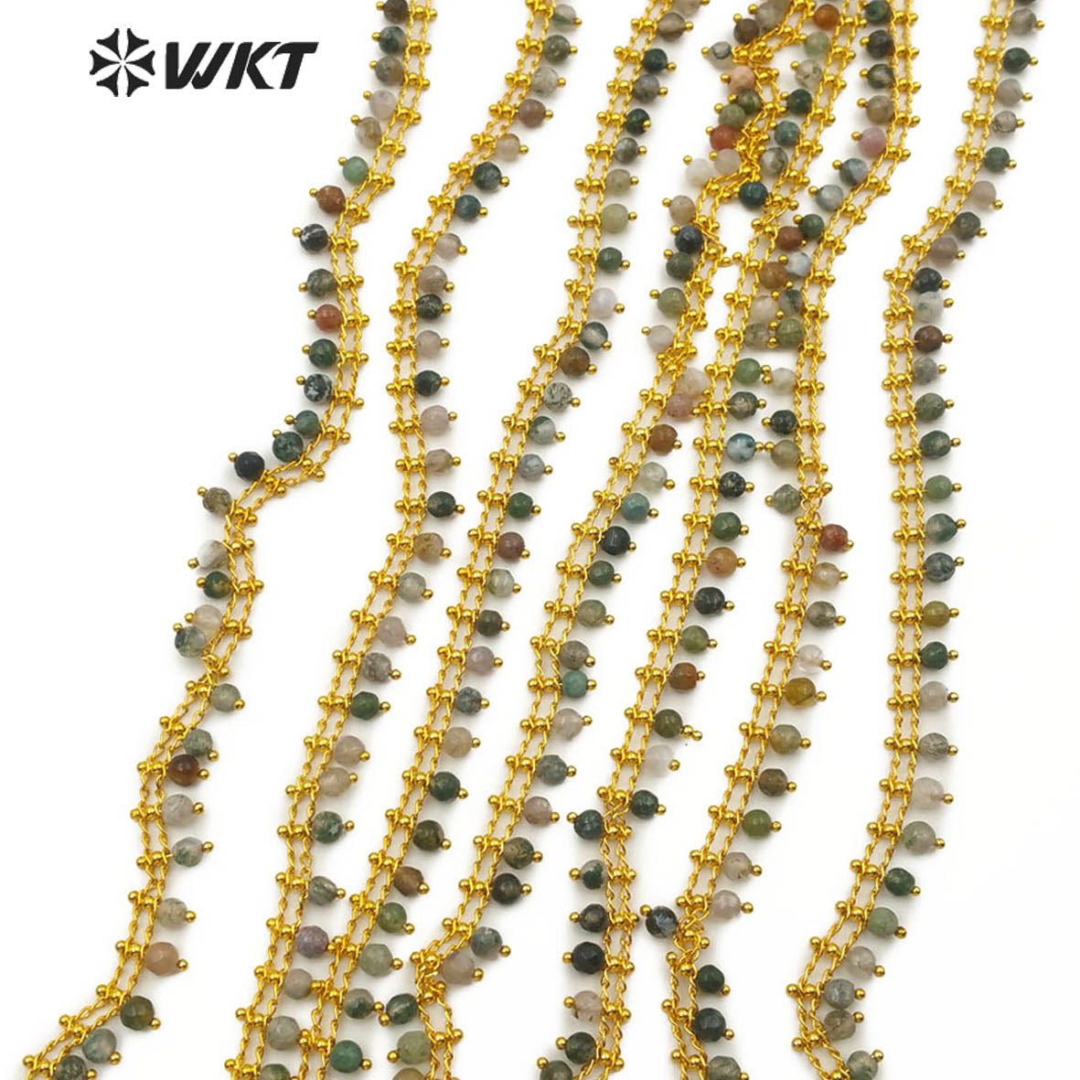 WT-RBC109 Natural Agate Bead Chain Hot-selling High Quality Agate Gold Chain Can DIY Jewelry Necklace or Bracelet