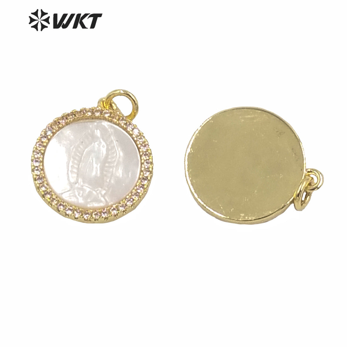 WT-MP163 Wholesale Small Charming Gold Electroplated Metal Jesus Christ Pendant 15mm Tiny Hot Single Loop Gold Charm Pendant