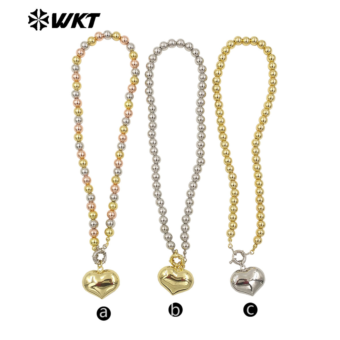 WT-JFN10 Amazing Lovely 8MM 18K Real Gold Plated Round Ball Beads 16 Inch Long Charm Pendant Necklace