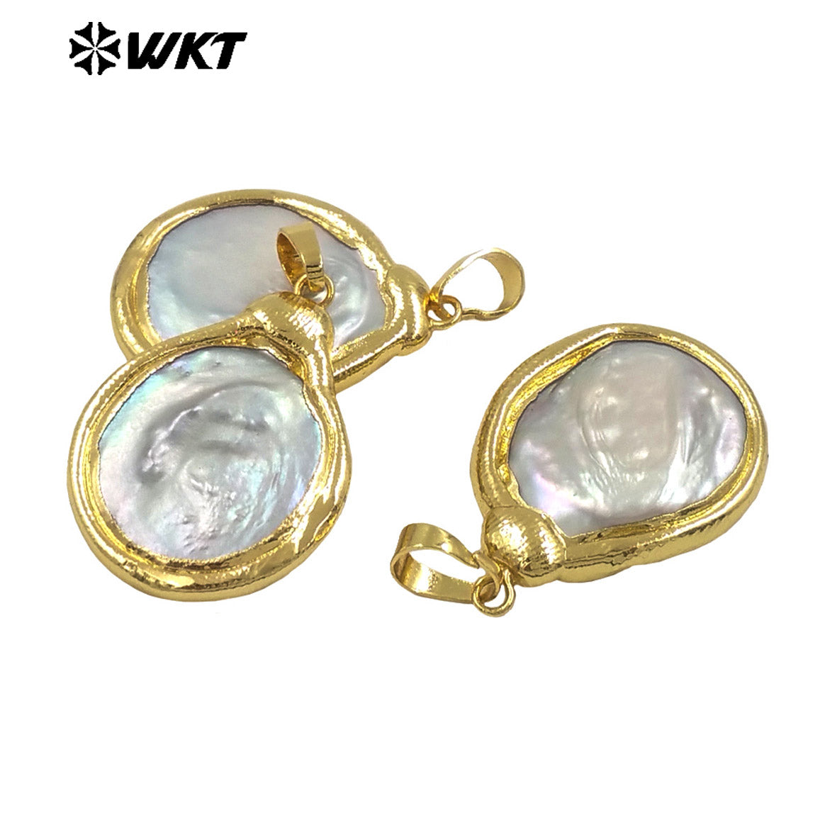 WT-JP402 New Arrivals Natural Freshwater Pearl Pendant With Gold Edged Simple Drop Shape Wholesale Jewelry for Handmade DIY