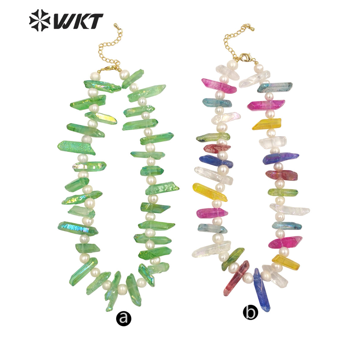 WT-N1400 Bohemian Vintage Women Jewelry Design Necklace Aura Crystal Quartz Strand Necklace Handmade Statement Necklace