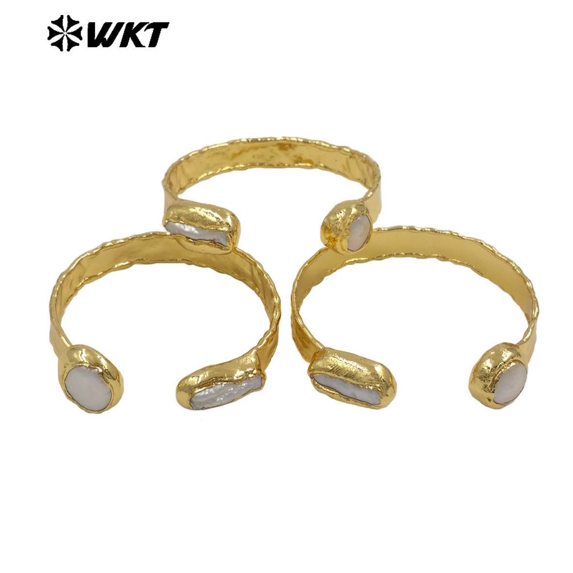 MPB129 Newest Luxury Gold Electroplated Round And Rectangle Natural Freshwater Pearl Bangles For Women Daily Wearing Jewelry