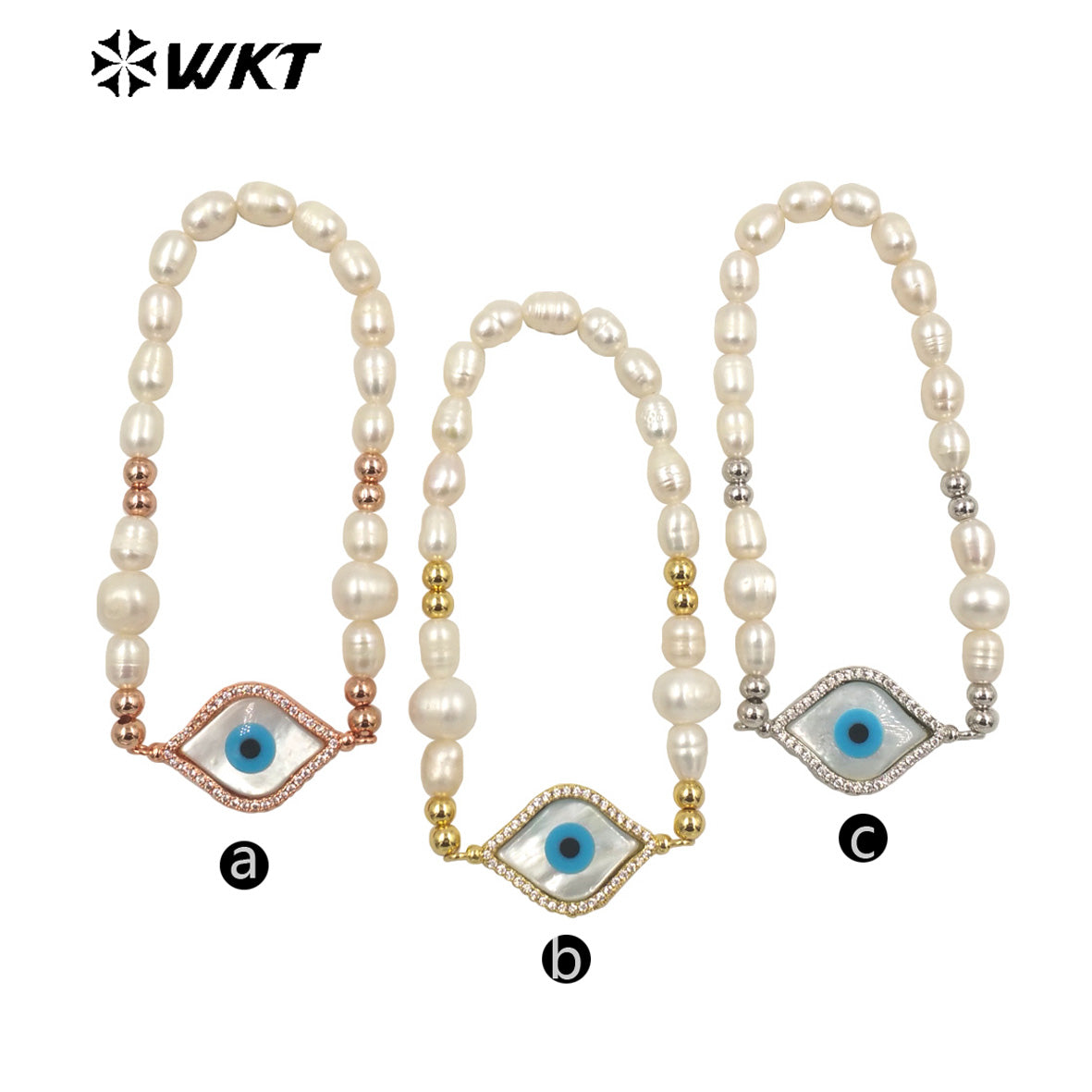 WT-MPB047 Fashion Irregular Pearl Diamond Natural Gemstone Eyes for Women Gifts Decorative Bracelet Pearl Bracelet