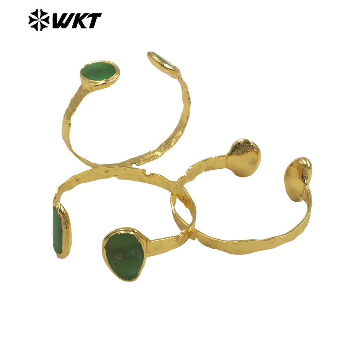 WT-B693 New Arrival Green Australia Chrysoprase Irregular Shape Smooth Stone Cuff Bangle or Armlet Unisex Classic Accessory