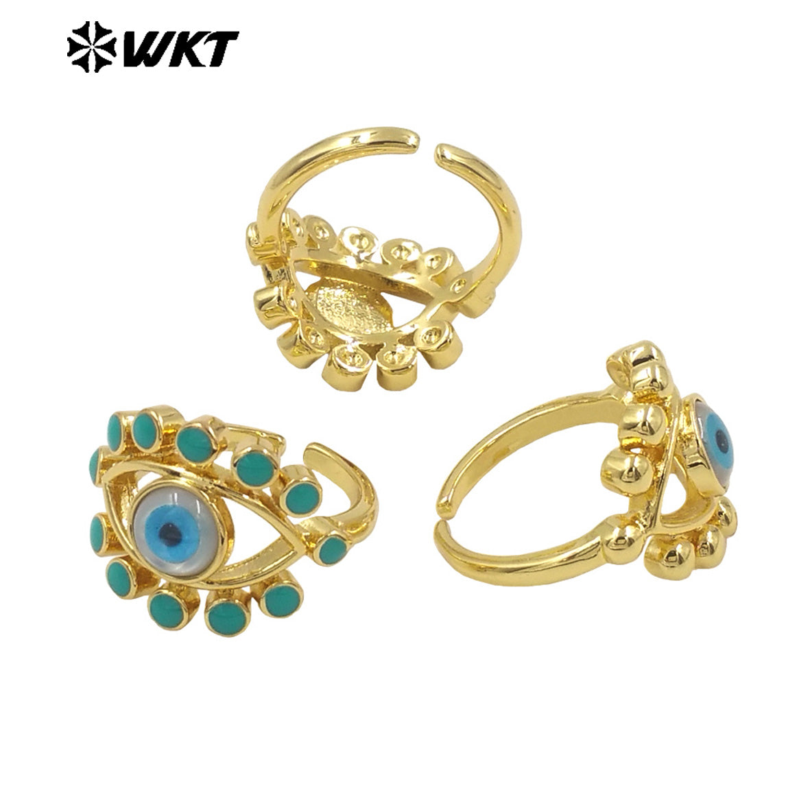 WT-MPR104 Wholesale Fashion Gold Charming Lady Horse Eye Shape Shell Eye Ring Adustable Size Engagement Party Rings