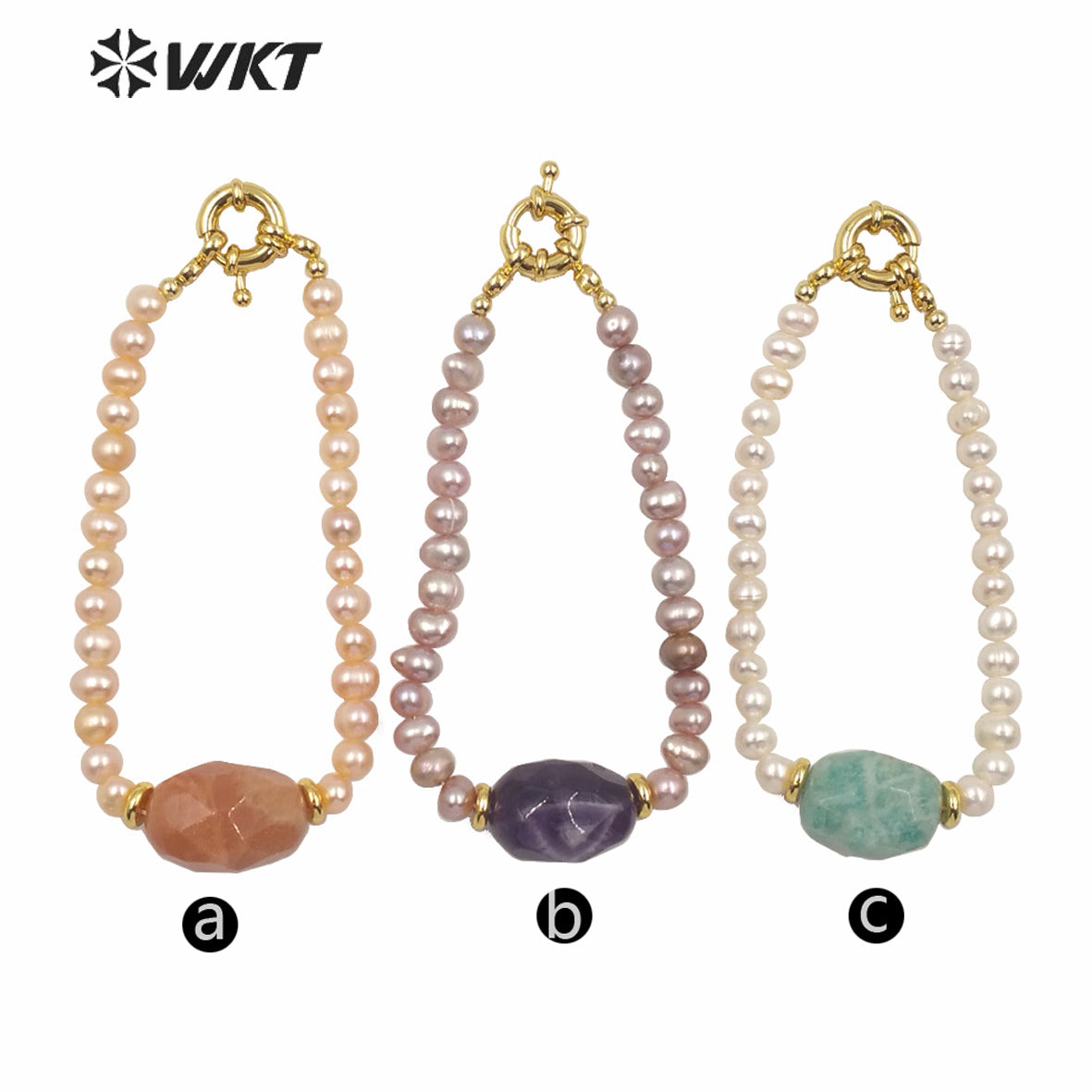 MPB006 Gorgeous Natural Freshwater Pearl Beads Bracelet with Stone Themed Lady Elegant White Pearl and Stone Bracelet with Clasp