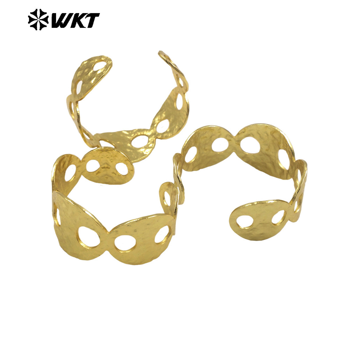 WT-B697 Gorgeous Trendy Popular 18K Gold Plated Pig Nose Shape Open Cuff Metal Bangle in Adjustable