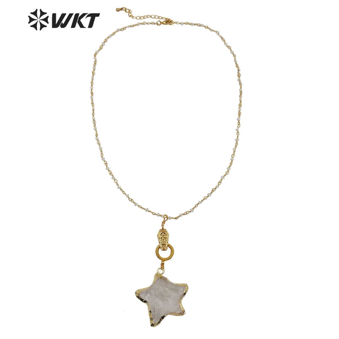 WT-N1214 Natural Raw Crystal Quartz Necklace Lady Fashion Jewelry Star Shape Crystal Necklace With Magnet Buckle