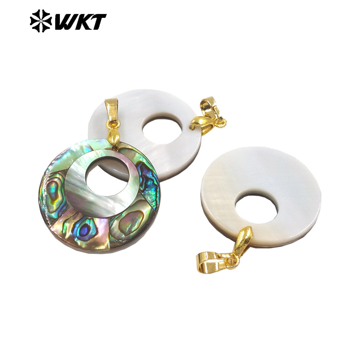 WT-JP429 Wholesale Good Quality Natural Abalone Shell With Hole Round Charm Pendant Fashion Design Jewelry Accessories