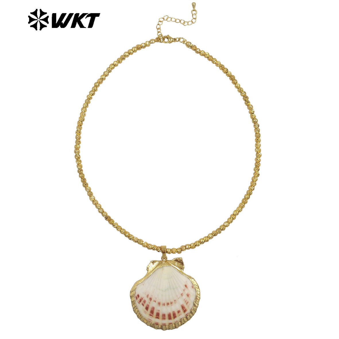 WT-JN341 Fashion Beach Vacation Style 18K Gold Plated Natural Scallop Shell Pendant Necklace For Women Beautiful Gifts