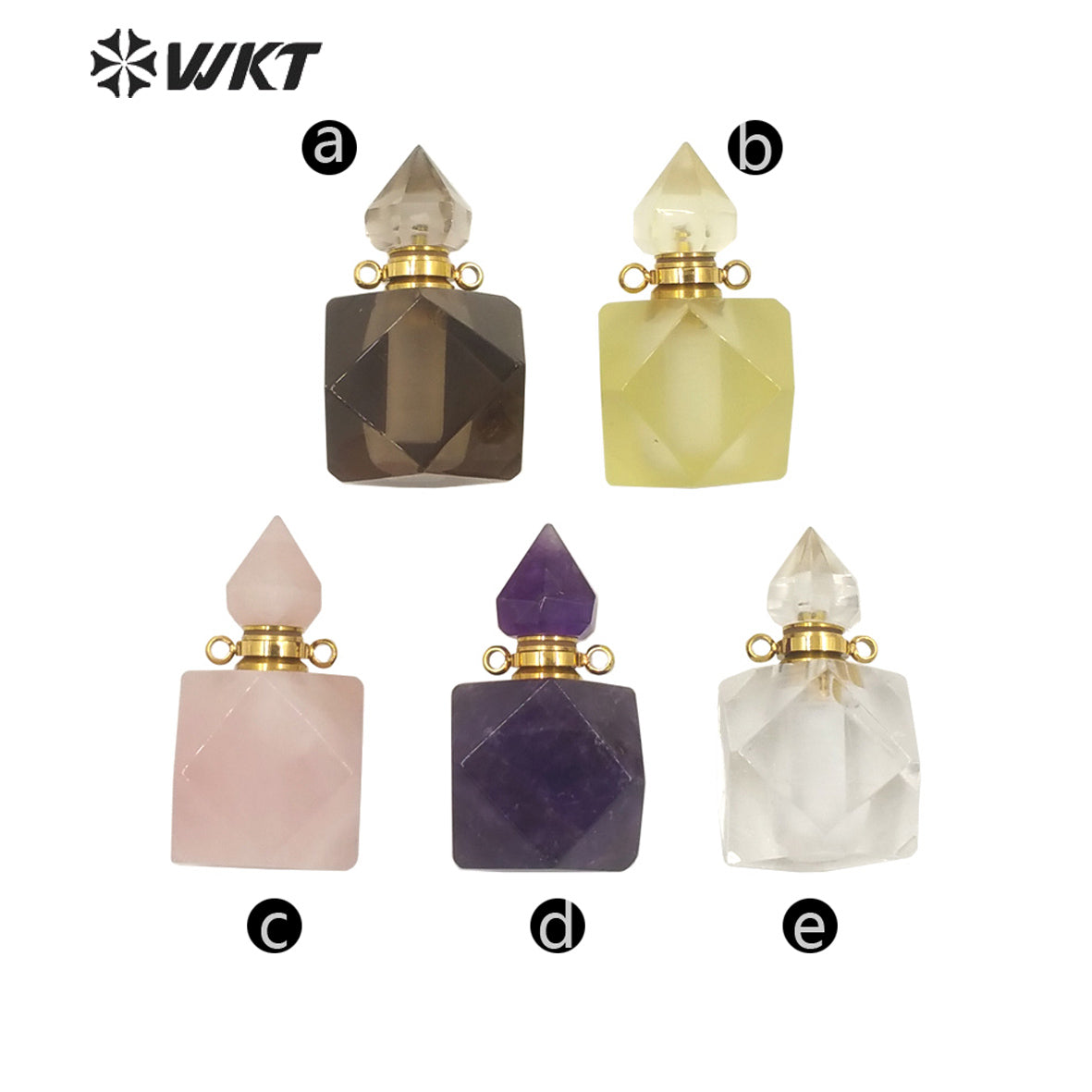 WT-P1658 Wholesale Faceted Natural Quartz Stone Perfume Bottle Pendant Fashion Lady Jewelry Necklace Stone Pendant for Perfume