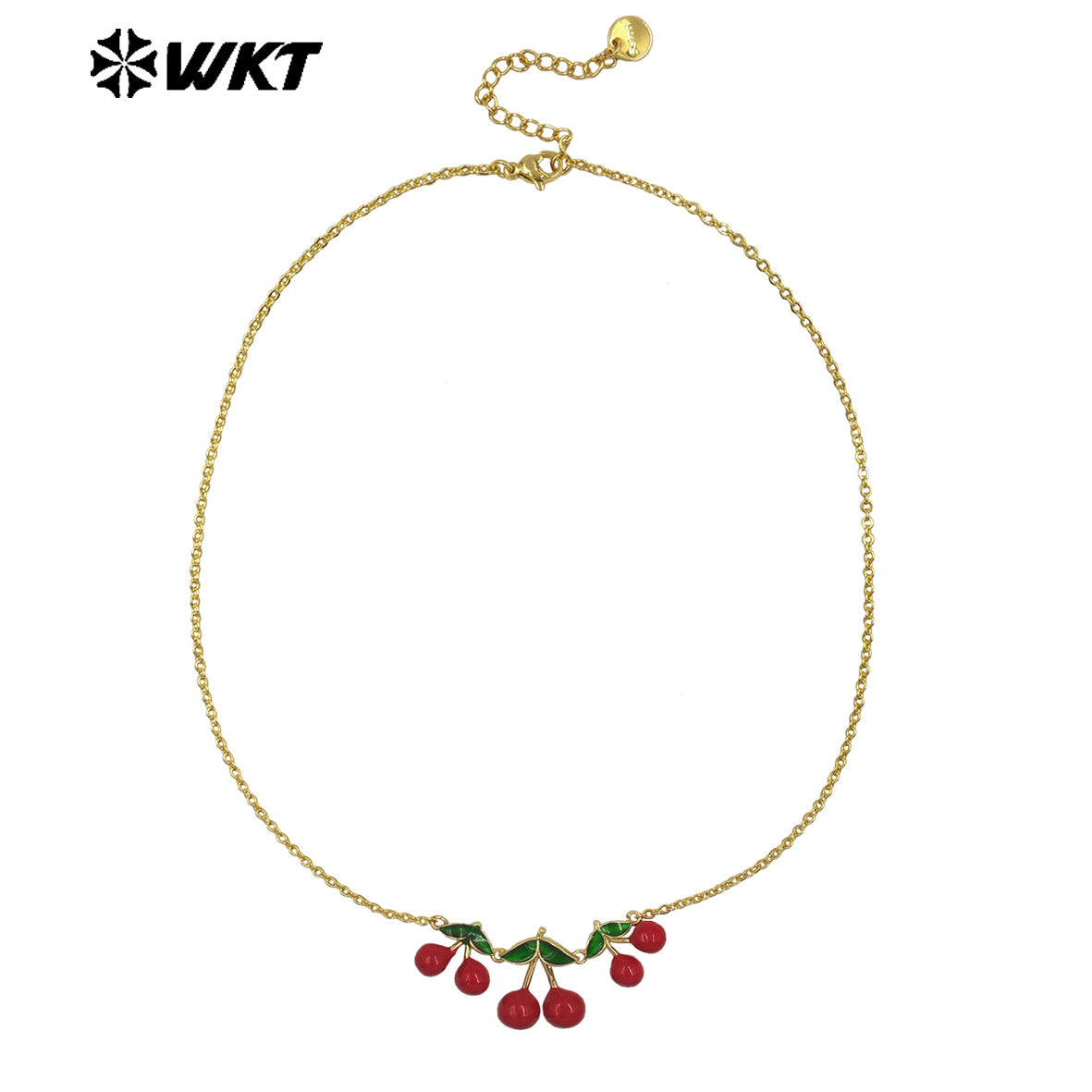 WT-JFN41 Beautiful Newest Gold Plated Necklace With Three Cherries Tiny Chain For Women Jewelry Accessories Gift Wholesale