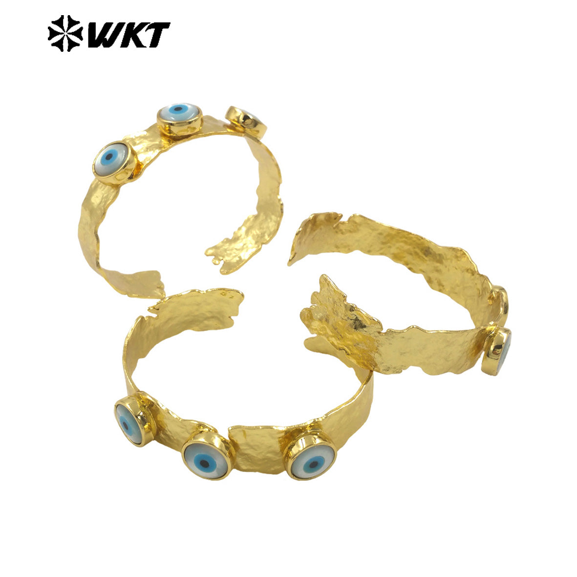 MPB108 WKT New Designer 18K Real Gold Plated Resist Tarnishable Triple 3 Round Turkey Shell Eye Bangle Lovely Jewelry