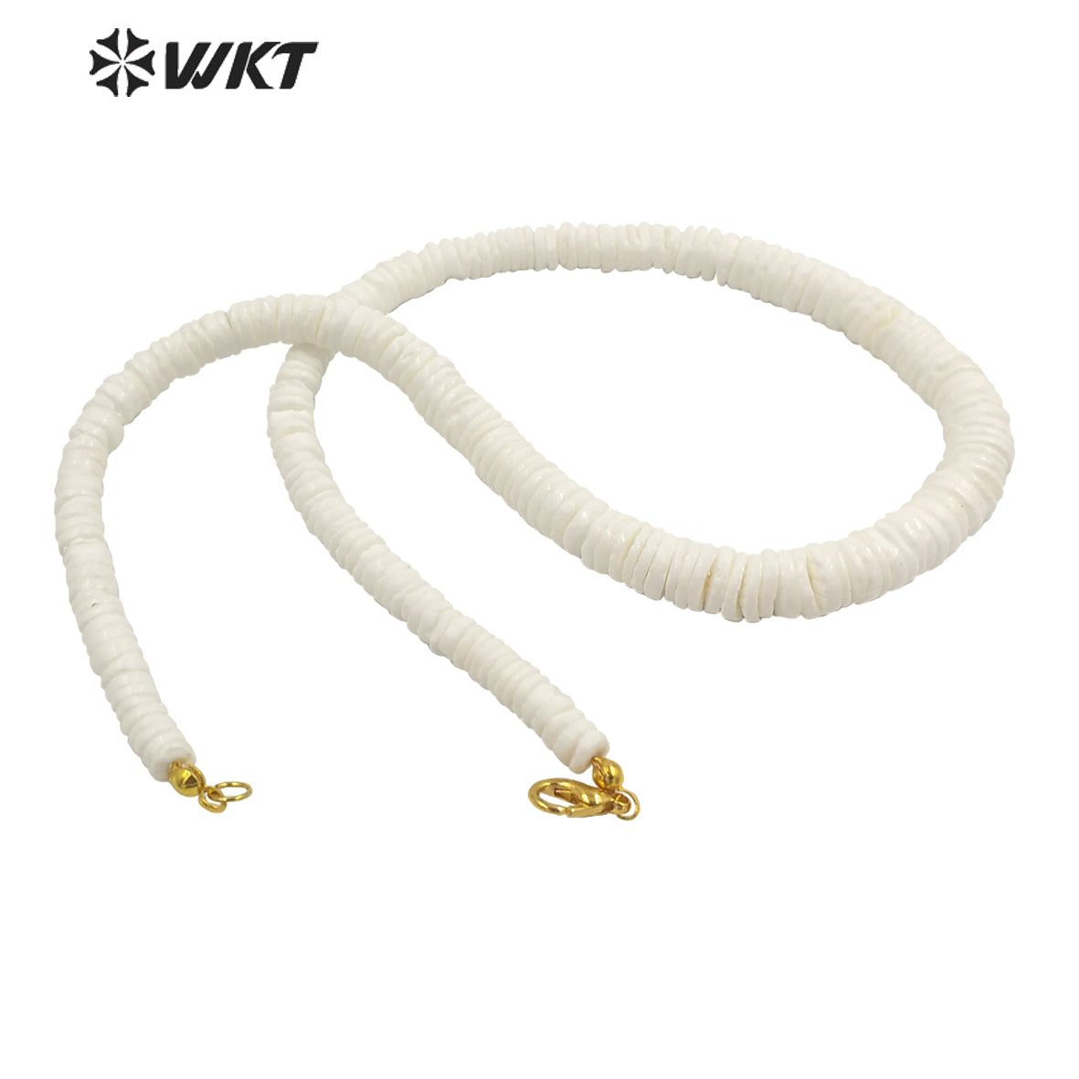 WT-JN227 Unique Women Bohemian Style Purity Natural White Shell Beads Necklace 17 Inch Long Hand Strand Beads Necklace for Wedding