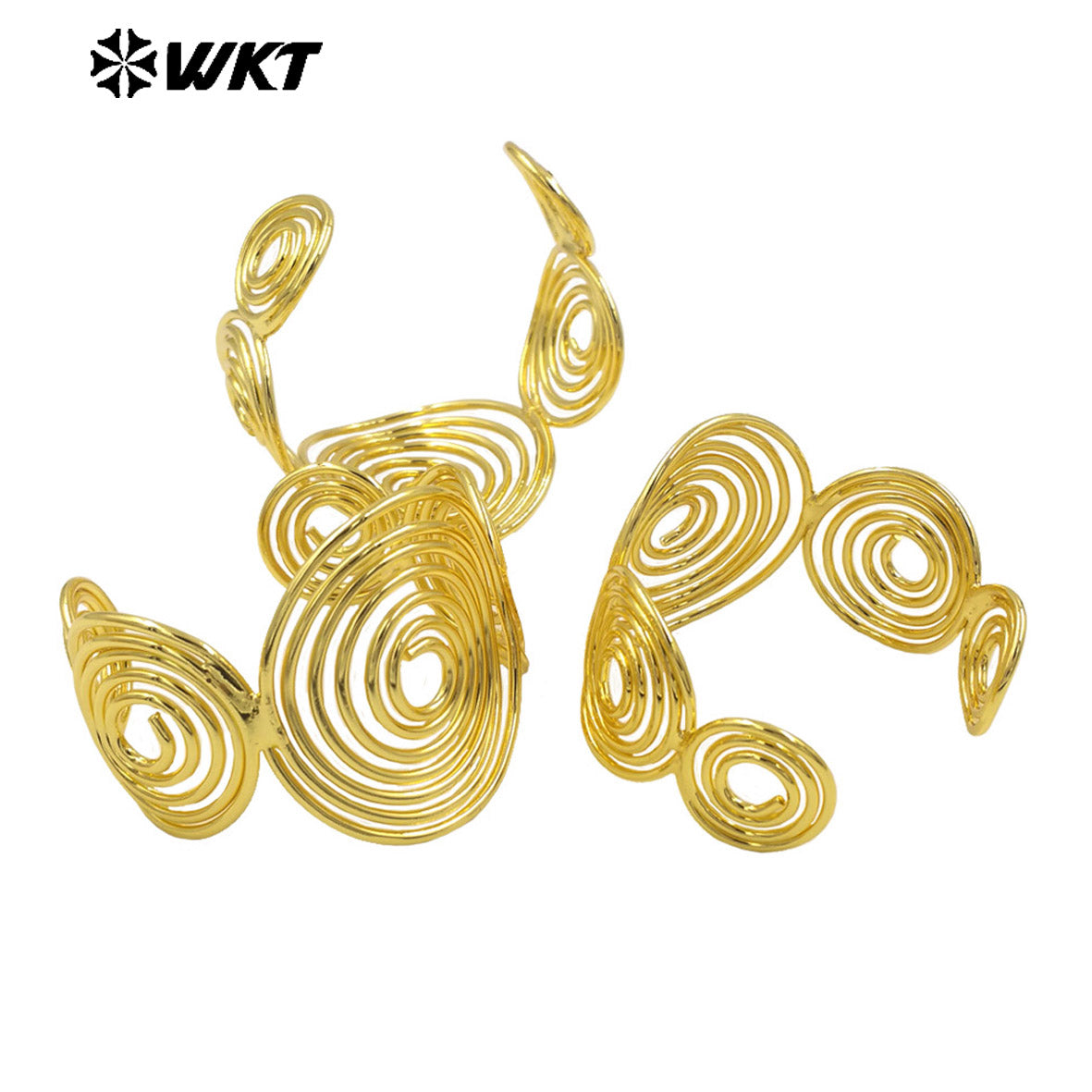 WT-B687 Stylish Unique 18K Gold Plated Hollow Ring Patchwork Mosquito Coil Shape Ripple Bracelet for Women Jewelry Accessories