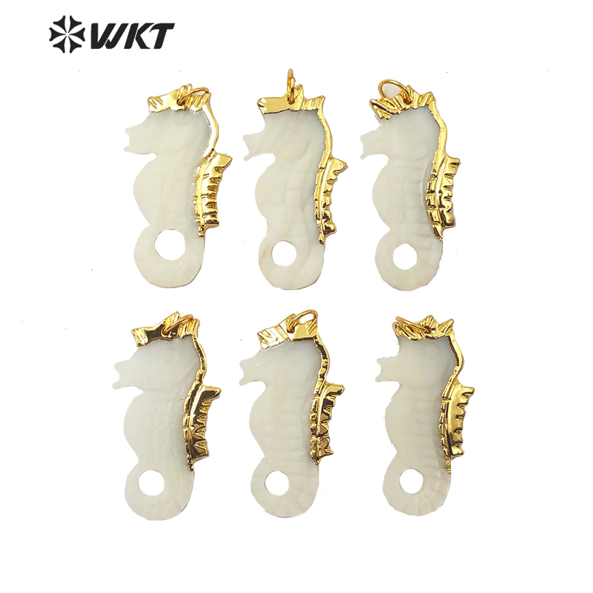WT-JP185 Newest Natural Sea Horse Shell Pendant 18k Gold Plated Fashion Lady Charm Jewelry Sea Horse Shape Shell Pendant