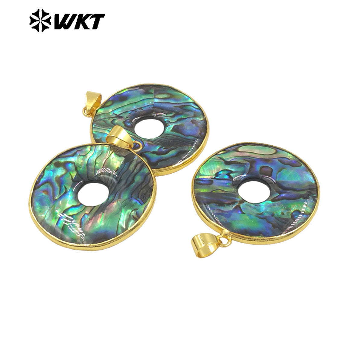 WT-JN313 High Quality Round Natural Abalone Shell Round Coin Necklace With Gold Plated Single Hole Resist Tarnishable