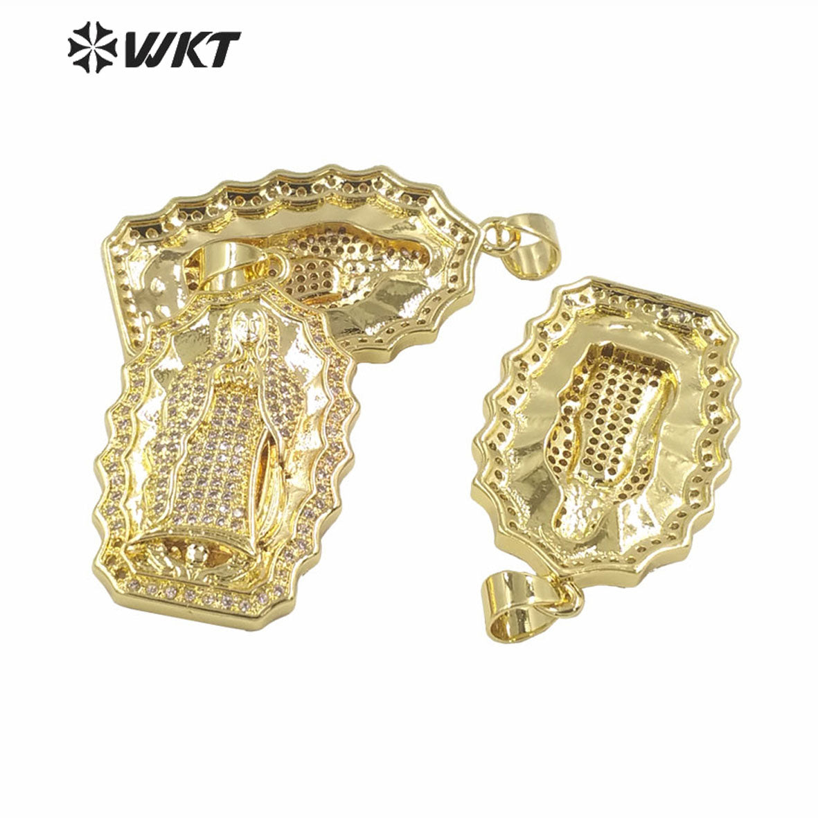 WT-MP277 Newest Vintage Style Female Deity Shaped Natural Shell Shell&Cubic Zircon Madonna Design Pendant