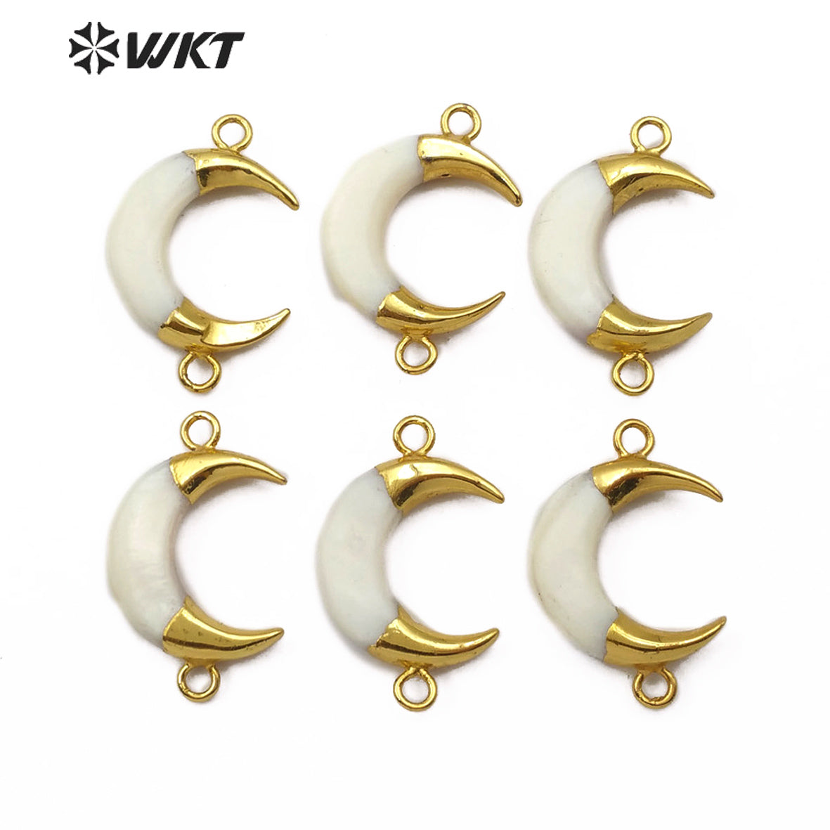 WT-C286 New Design Jewelry Crescent Horn Shell Pendant Connector Gold Connector Wholesales in Stock Connector