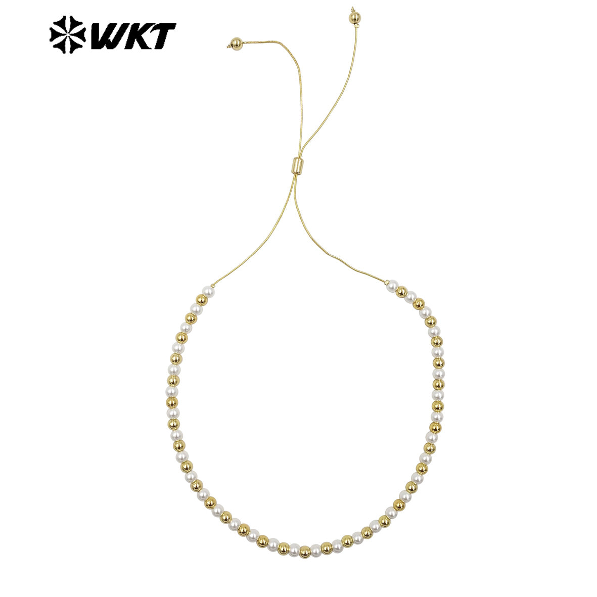 WT-JFN20 Wholesale Fashion Gold Plated Hand Strand Elegant Adjustable Chain Connect Pearl Beads Necklace