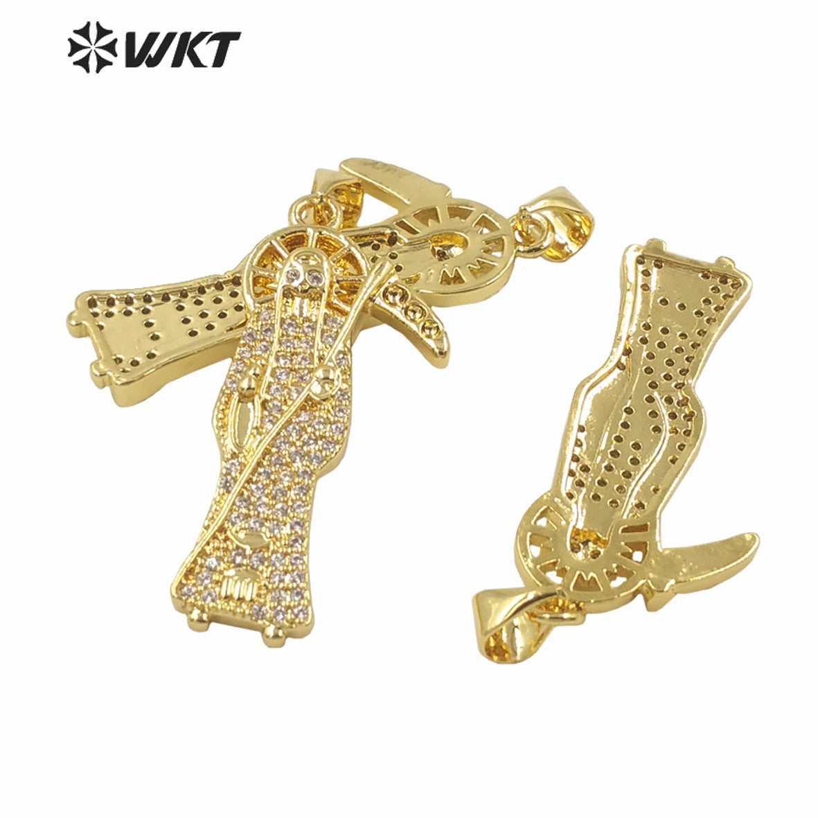 WT-MP280 Newest Vintage Style Female Deity Shaped Rectangle Shaped Cubic Zircon Madonna Design Pendant